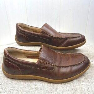 Born Mens Leather Slip On Loafer Shoes Brown Size 8.5M Comfort Preppy Driving